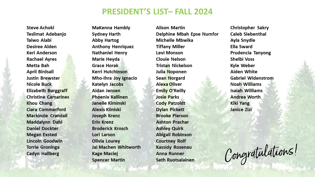 President’s List Honor – Fall 2024